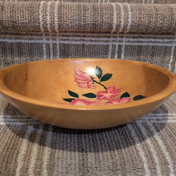 Hand Painted Vintage Decorative Wooden Bowl - Picture 3 of 4